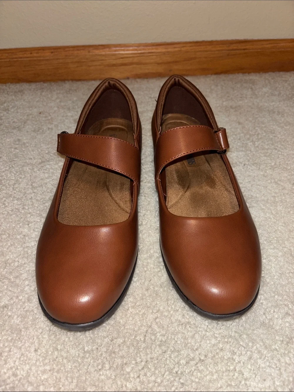 Dream Pairs Tan Mary Jane Flats with Adjustable Strap